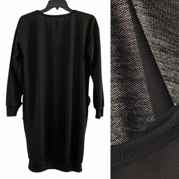 🐯Tiger (juniors) long sleeve sweater dress w/ art deco pockets, black - Picture 3 of 13